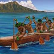 Kane Hawaiian Canoe Paddlers Poster