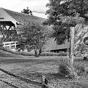 Madison County Imes Bridge Landscape Black And White Poster