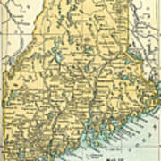 Maine Antique Map 1891 Poster