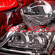 Grunge Motorcycle Merry Christmas Poster