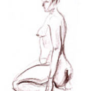 Nude Model Life Sketch #2 Poster