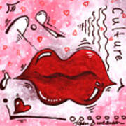 Original Mini Pop Art Lips Kiss Pop Culture Painting Kissable By Megan Duncanson Poster