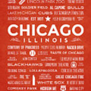 Places Of Chicago On Orange Chalkboard Poster