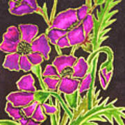 Poppies On Black Background, Painting #1 Poster