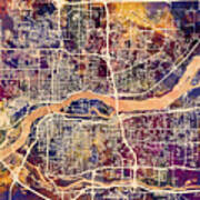 Quad Cities Street Map #1 Poster