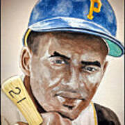 Roberto Clemente - Watercolor Painting Poster