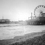 Santa Monica Pier Black And White Picture #2 Poster