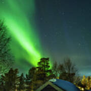 Sapmi Village Under The Northern Lights Karasjok Norway Poster