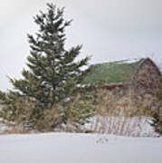 Snow Covered Michigan Barns #1 Poster