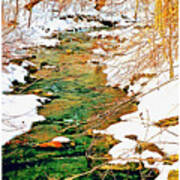 Snow Covered Stream Banks Digital Art #1 Poster