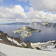 Snow On Crater Lake Hdr #1 Poster