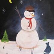 Snowman And Cat #1 Poster