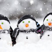 Three Cute Snowmen #1 Poster