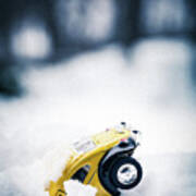 Toy Volkswagen Beetle In Snow #1 Poster