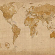 World Map Antique Style Poster