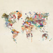World Map Watercolor Poster
