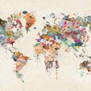 World Map Watercolor #1 Poster