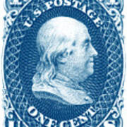 1861 Benjamin Franklin Stamp Poster