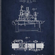 1876 Wine Press Patent - Navy Blue Poster