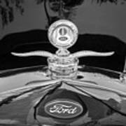 1929 Ford Model A Hood Ornament Bw Poster