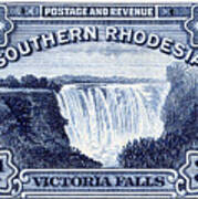 1932 Southern Rhodesia Victoria Falls Stamp Poster