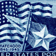 1945 Texas Statehood Stamp Poster