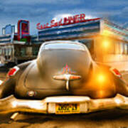 1950 Buick Dynaflow At The Diner Poster