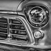 1955 Chevy Pick Up Truck Front Quarter Panel In Black And White Poster