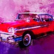 1958 Oldsmobile Hardtop With Continental Kit In Tow Poster