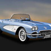 1959 Chevrolet Corvette Convertible   -   59corvettedv500 Poster