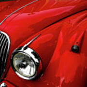 Classic Red Jaguar Front View Poster