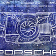 1962 Porsche Engine Patent Blue Poster