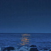 Allenhurst Beach Full Moon Rise #2 Poster