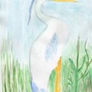 Blue Heron In The Tules Poster