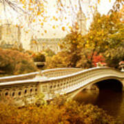 Bow Bridge Autumn Poster
