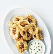 Fried Calamari Squid Rings With Aioli Garlic Sauce #2 Poster