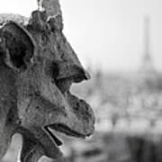 Gargoyle Guarding The Notre Dame Basilica In Paris Poster