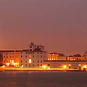 Panorama By Night Of Venice, Italian City Poster