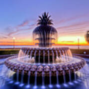 Pineapple Fountain Charleston Sc Sunrise #2 Poster