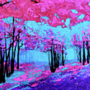Purple Magenta, Forest, Modern Impressionist, Palette Knife Painting Poster