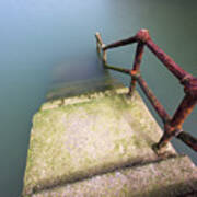 Rusty Handrail Going Down On Water #2 Poster