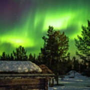Sapmi Hut Under The Northern Lights Karasjok Norway Poster