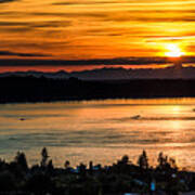 Sunset Over Hail Passage On The Puget Sound #2 Poster