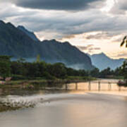 Sunset Over Vang Vieng River In Laos #2 Poster