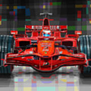 2008 Ferrari F1 Racing Car Kimi Raikkonen Poster