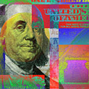 2009 Series Pop Art Colorized U. S. One Hundred Dollar Bill No. 1 Poster