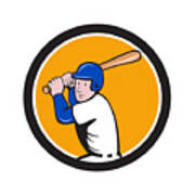 American Baseball Player Batting Circle Cartoon #3 Poster