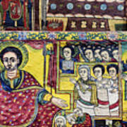 Ancient Orthodox Church Interior Painted Walls In Gondar Ethiopi #3 Poster