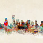 Boston City Skyline Poster