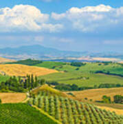 Scenic Tuscany Landscape At Sunset, Val D'orcia, Italy #3 Poster